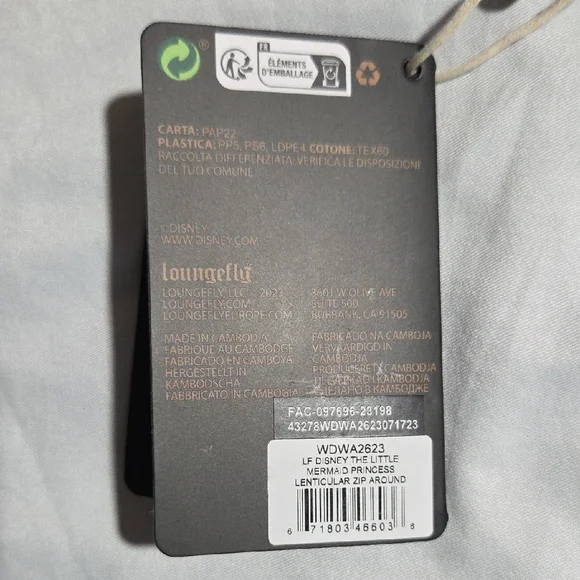 Little Mermaid Ariel And Sisters Loungefly Blue Zip Wallet with Wristlet Strap - Picture 6 of 9